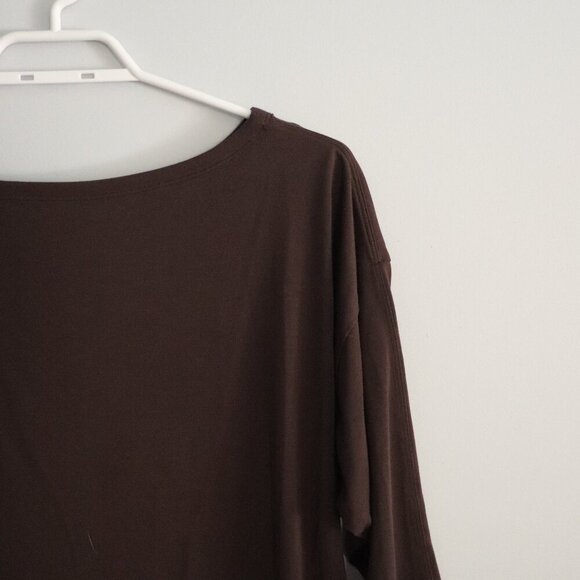Athleta Women's Brown XXS Ease In Oversized 3/4 Sleeve Activewear Stretch Top - Picture 7 of 15